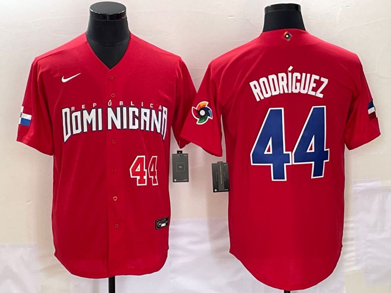 Men 2023 World Cub Dominicana #44 Rodriguez Red Nike MLB Jersey3